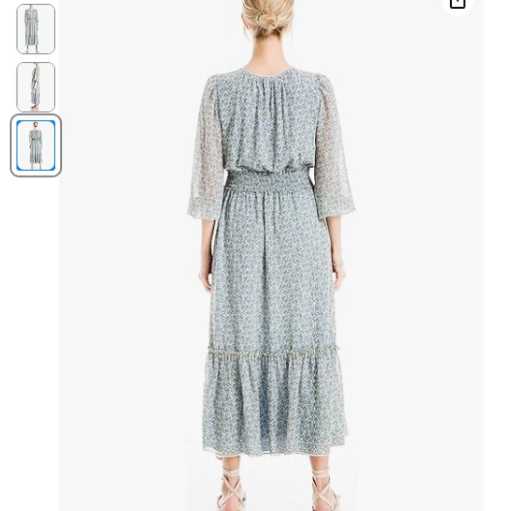 Max Studio Women's Long Sleeve Smocked Waist Button Top Maxi Dress - Picture 2 of 8